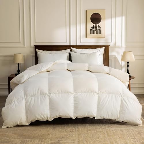 BPC Organic Feather Down Comforter - Full Size Lightweight Duvet Insert
