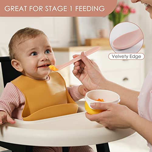 6-Piece Soft Silicone Baby Feeding Spoons for Stage 1 Infant Training