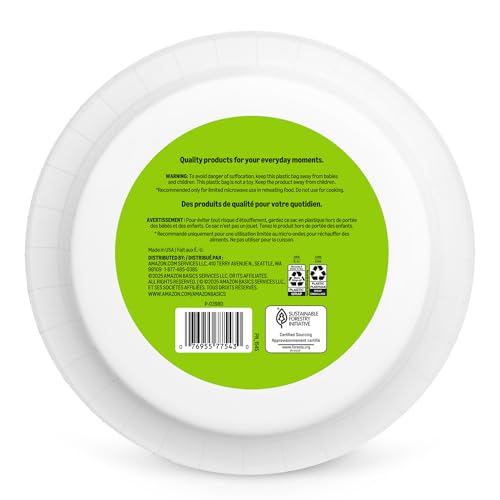Amazon Basics 10 Inch Disposable Paper Plates, 150 Count