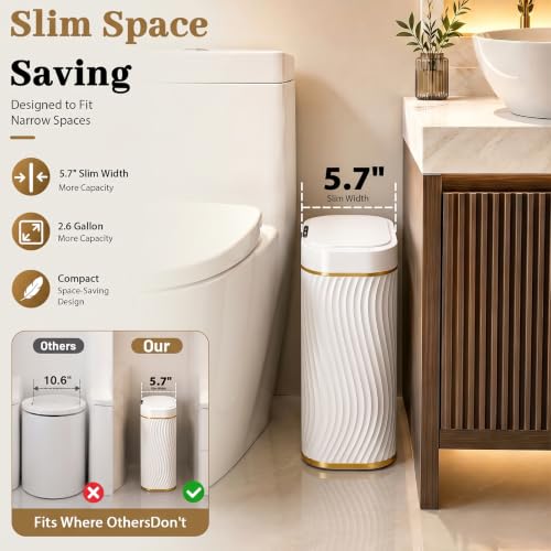 2.6 Gallon Automatic Bathroom Trash Can with Motion Sensor Lid