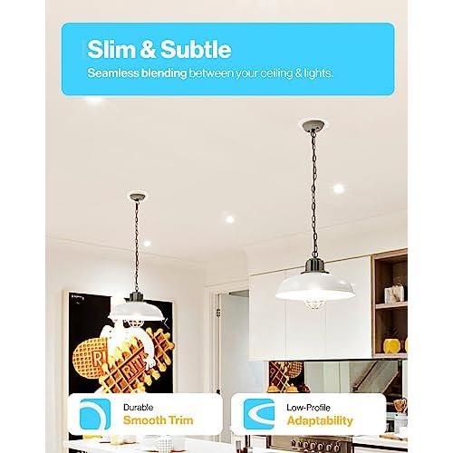 Sunco 12 Pack Goof Rings for 6 Inch Recessed Lights, Flush Mount White Can Light Trim Ring Cover, Outer Diameter 8.6 Inch, Inner Diameter 6.2 Inch, Paintable Surface, Matte Finish.