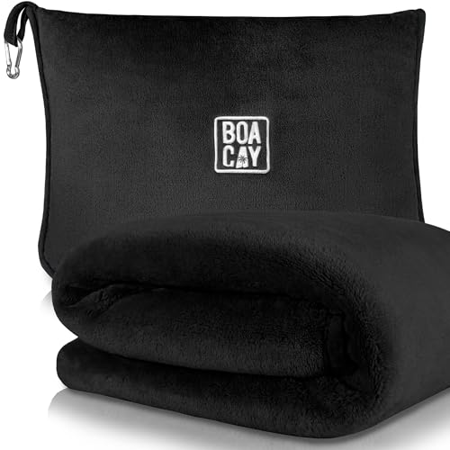 Soft Travel Blanket with Pillow for Airplane & Car - Compact Design