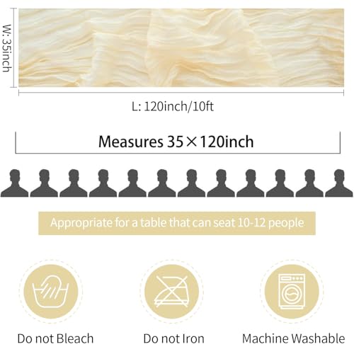 Bluetop 3-Pack Beige Cream Cheesecloth Table Runner 35x120in | Boho Wedding & Event Decor