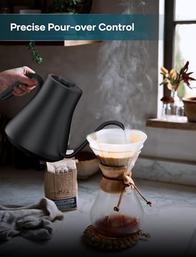 Electric Gooseneck Kettle, 0.9L Stainless Steel Pour Over Coffee Maker