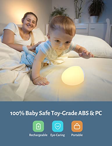Rechargeable Egg Baby Night Light with Touch Control & 7-Color RGB