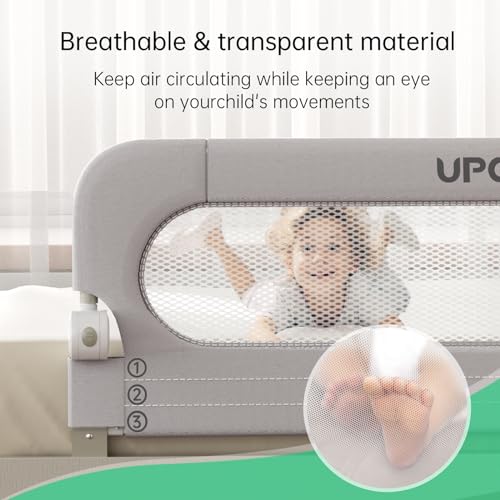 UPGOGO Folding Toddler Bed Rail - 71" Extra Long Safety Guard Rail, Grey