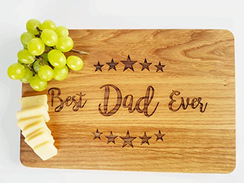 Personalized Dad Cutting Board with Stars - 12x8 Inch Oak Kitchen Gift for Father's Day