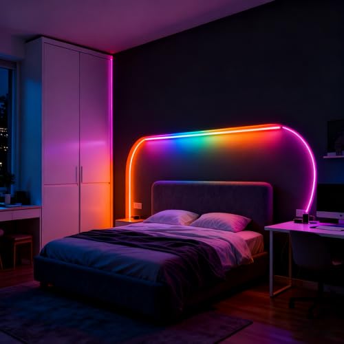 Cofiveevo 16.4FT Waterproof RGB LED Rope Lights with Music Sync, DIY Outdoor & Bedroom Decoration