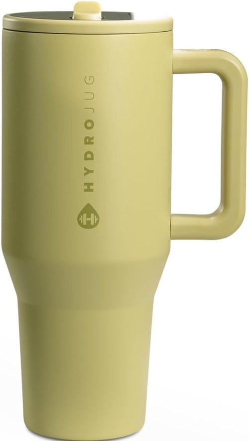 HydroJug Traveler - 32 oz Insulated Water Bottle with Handle & Flip Straw - Leak Resistant, Olive