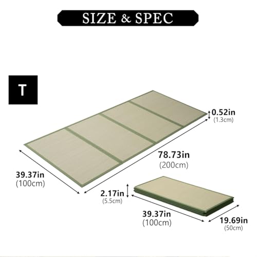 Japanese Tatami Mat Twin Size - Foldable Natural Rush Grass Floor Mattress