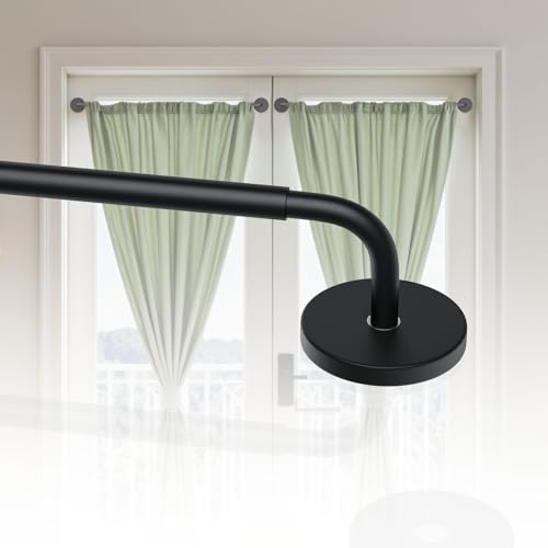 Magnetic Curtain Rod for Metal Doors, Adjustable 18 to 30 Inch Black Rod