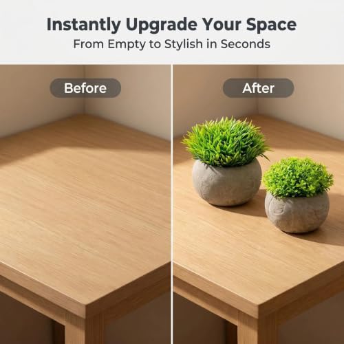 Small Artificial Potted Plants in Cement Pots - Faux Greenery Home Decor
