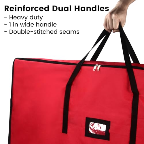 Red Pop Up Christmas Tree Storage Bag - 34in Square, Pre-lit, Reinforced Handle