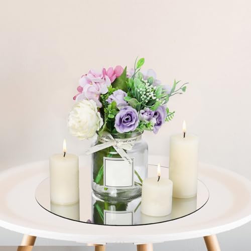 12-Inch Round Glass Mirror Trays for Table Centerpieces, Set of 12