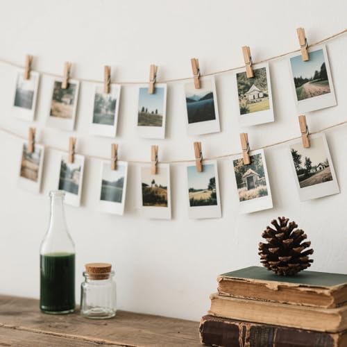 Boho Photo Hanging Display String with 50 Clips - 32.8 Ft Wall Decor