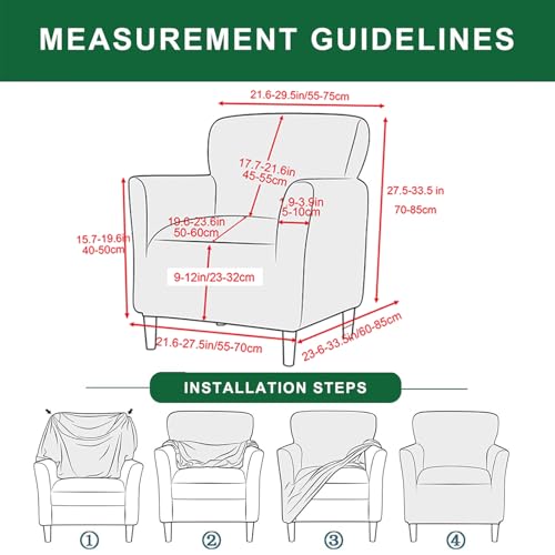 Stretch Jacquard Armchair Slipcover - Soft & Pets Friendly, Green