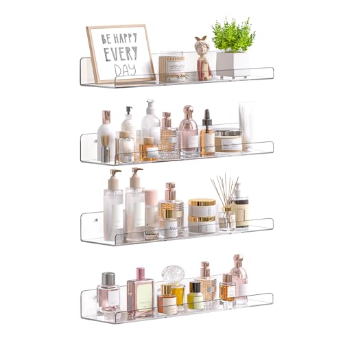 upsimples 4 Pcs 15" Acrylic Shelves for Wall Storage and Organizer,