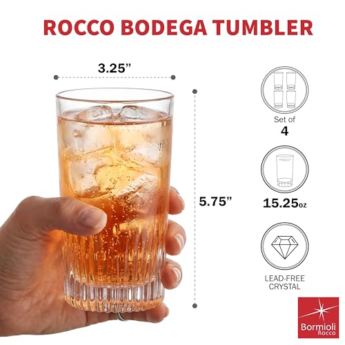Bormioli Rocco Graphics Beverage Cooler Glasses Set of 4 15.25 Oz - Clear