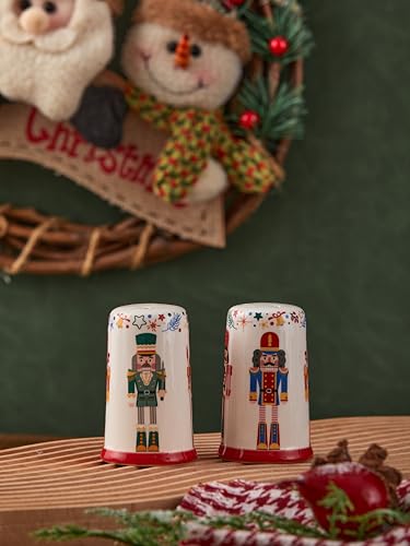 Bico Christmas Soldier Ceramic Salt & Pepper Shaker Set - Kitchen Decor, Dishwasher Safe