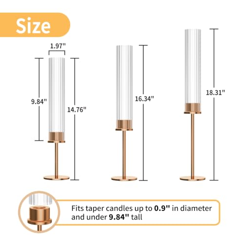 COZYLIA Set of 6 Tall Gold Hurricane Candle Holders for Candles, Indoor & Outdoor