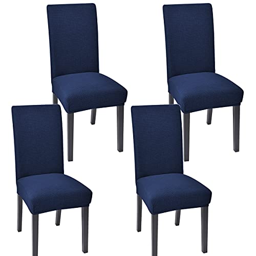 Navy Blue Dining Chair Covers Set of 4 - Slipcovers for Kitchen Chairs