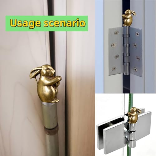 3PCS Brass Rabbit Hinge Toppers - Magnetic Decorative Animal Accents