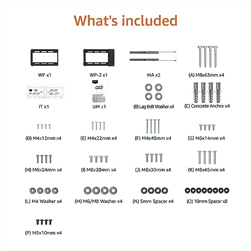 Low Profile TV Wall Mount Bracket for 37 to 86 Inch Flat Screen TVs