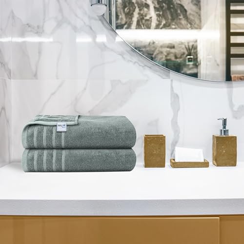 4-Piece Bath Towel Set, 30 x 60 Inch Cotton Bamboo Blend, Soft & Absorbent
