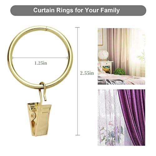 40 Pack Metal Curtain Rings with Clips, 1.25-Inch Heavy Duty Drapery Hangers