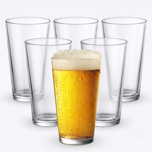 16 oz. Heat-Tempered Beer Glasses, Set of 6 - Durable Restaurant Barware