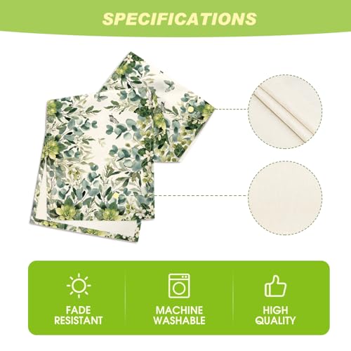 Green Floral Eucalyptus Summer Table Runner 13x72 Inches for Kitchen Dining