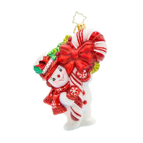 Christopher Radko Snowy Retro Cheer Christmas Tree Ornament - Handcrafted European Glass Decor