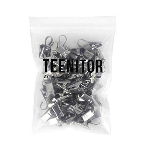 50 PCS Stainless Steel Curtain Clips with Hooks - Strong Grip Hangers