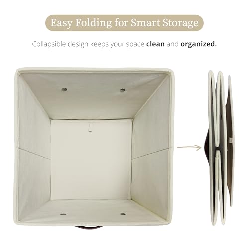 Fabric Storage Cubes 10.5 Inch with Labels Beige 6 Pack