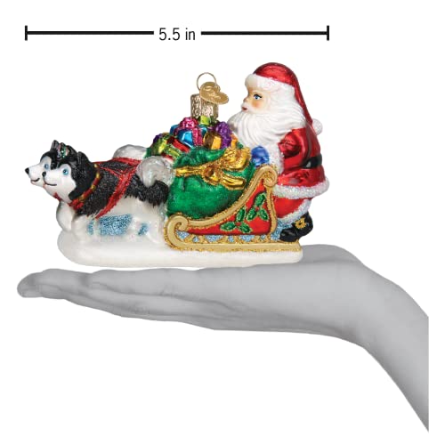 Old World Christmas Santa's Dog Sled Glass Ornament 5.5 Inches Christmas Tree Decor