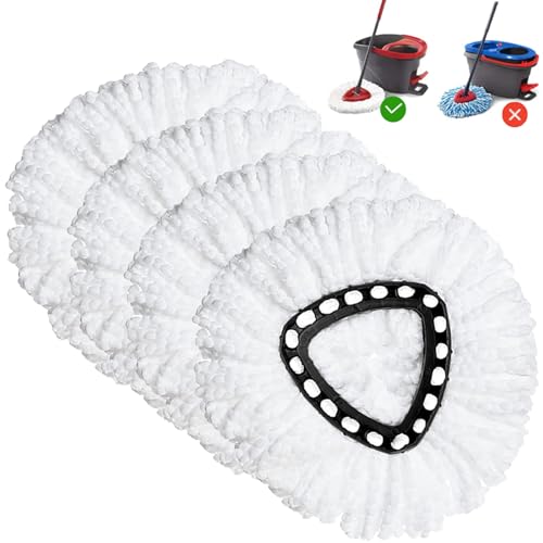 Microfiber Spin Mop Replacement Heads - 4 Pack Washable Triangle Mop Refills
