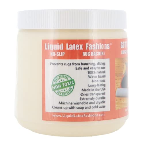 Non-Slip Rug Backing Adhesive - Natural Rubber Latex for Area Rugs, 16 Oz