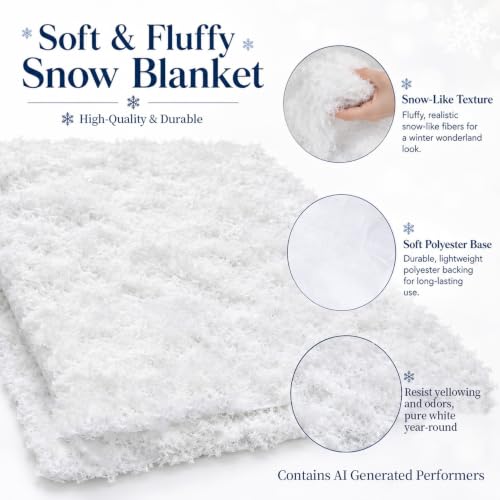 Artificial Fake Snow Blanket Roll (3.28x3.28 FT) for Christmas Decor
