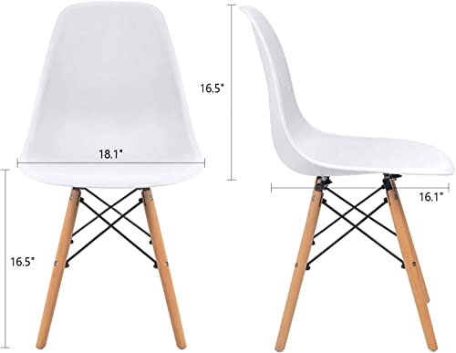 Modern Mid-Century Dining Chairs, Ergonomic Plastic Side Chairs - Set of 4