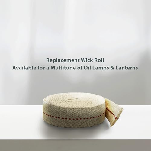 100% Cotton Flat Wick for Kerosene & Paraffin Oil Lamps - 6' Roll