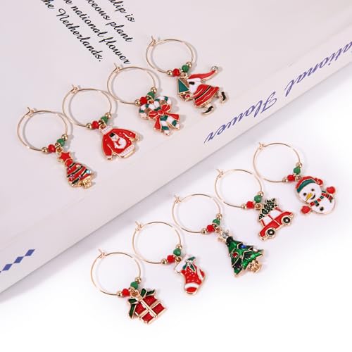 FAERLIIRY Holiday Wine Glass Charms Set of 9 Horseshoe USA Flag Rainbow Pride – Christmas Derby Party Drink Markers