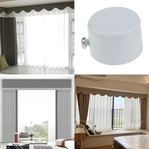 4 Pack Metal Curtain Rod End Caps, 1.1-Inch Diameter Pole Finials, White