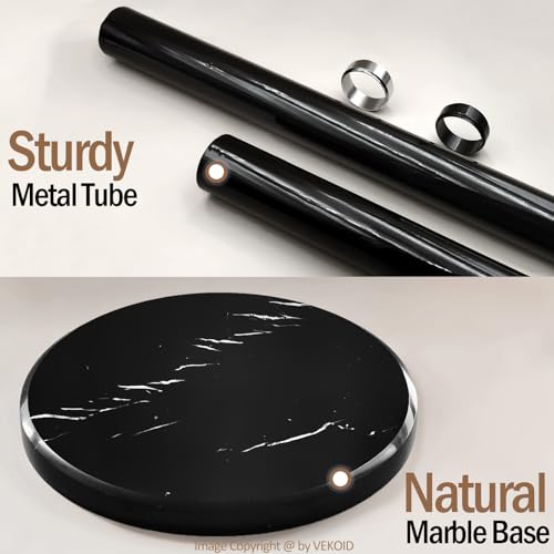 Freestanding Metal Coat Rack with Marble Base - 12 Hooks, Black