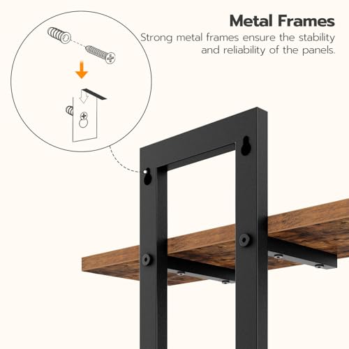 2-Tier Floating Wall Shelves Set, Rustic Industrial Storage Shelves
