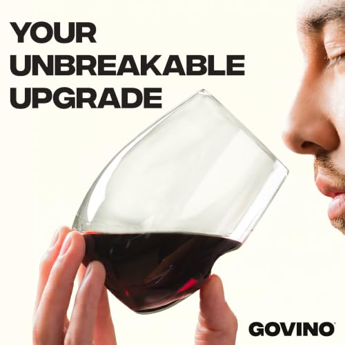 Govino 16oz Unbreakable Stemless Wine Glasses Set of 4 - Shatterproof Plastic Drinkware
