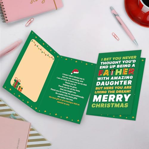 Father Christmas Card from Daughter - Funny Sarcastic Xmas Card for Dad (Variation: Father) - 8 x 5.3in