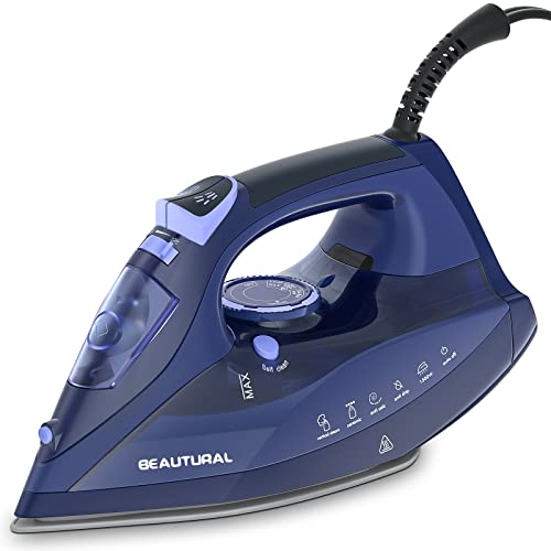 BEAUTURAL 1500W Steam Iron for Clothes with Ceramic Soleplate & Auto-Off