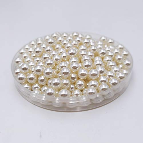 8mm Undrilled Ivory Faux Pearl Beads for Vase Fillers & Decor (1100 Pcs)