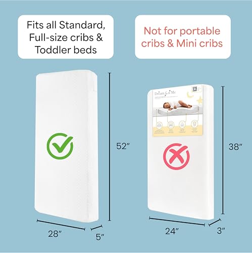 Dual-Sided 2-in-1 Baby Crib & Toddler Foam Mattress with Washable Cover