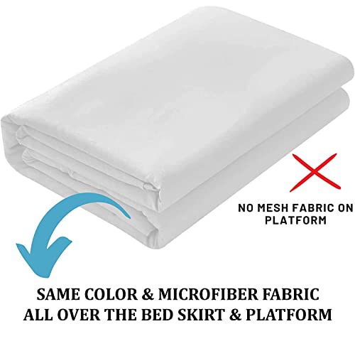 White Twin Ruffled Bed Skirt - 12 Inch Drop Microfiber Dust Ruffle